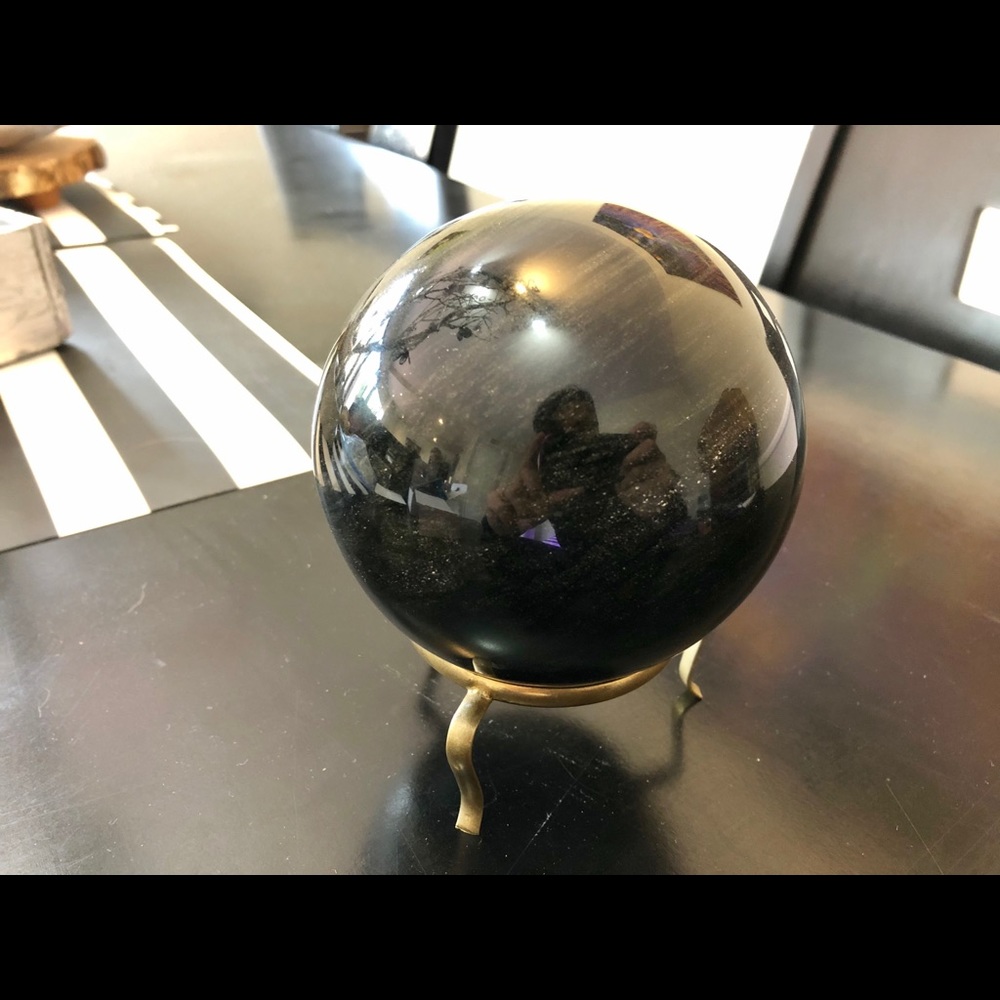 Golden sheen obsidian sphere